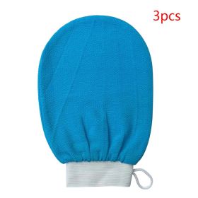Rayon Viscose Fiber Medium Fine Sand Exfoliating Bath Gloves (Option: Blue-3pcs)