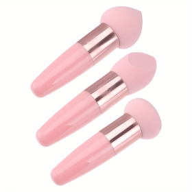 3Pcs Foundation Sponge Powder Puff Mushroom Head Cosmetic Blending Sponge Makeup Puff Facial Sponge BB Cream Foundation Makeup Tool (Color: pink)